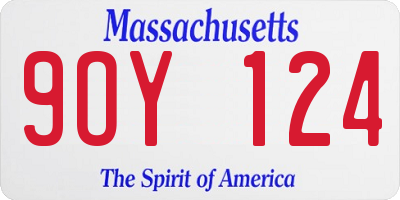 MA license plate 9OY124