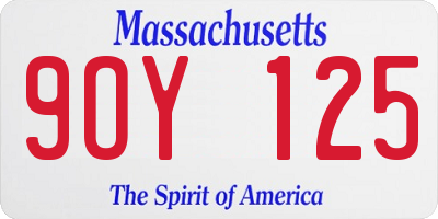 MA license plate 9OY125