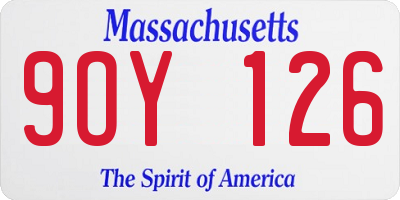 MA license plate 9OY126