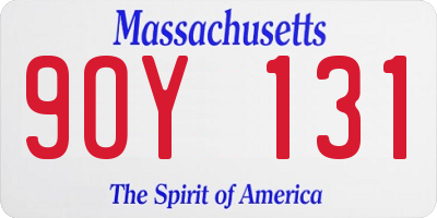 MA license plate 9OY131