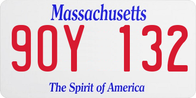 MA license plate 9OY132
