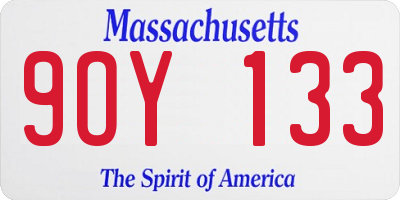 MA license plate 9OY133