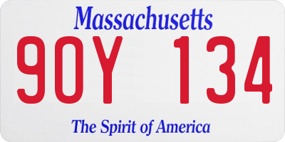 MA license plate 9OY134
