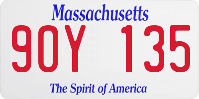 MA license plate 9OY135