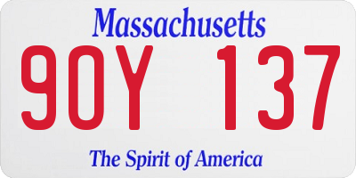 MA license plate 9OY137