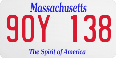 MA license plate 9OY138