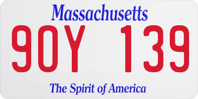 MA license plate 9OY139
