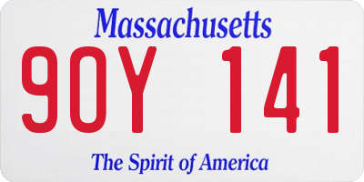 MA license plate 9OY141