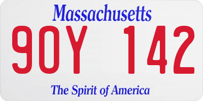 MA license plate 9OY142