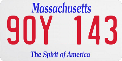 MA license plate 9OY143