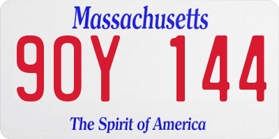 MA license plate 9OY144