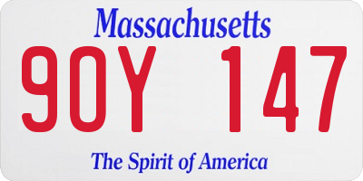 MA license plate 9OY147