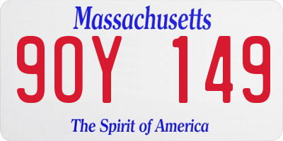 MA license plate 9OY149