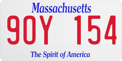 MA license plate 9OY154