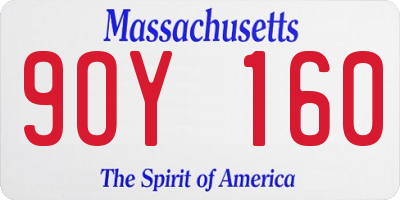 MA license plate 9OY160