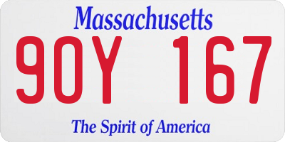 MA license plate 9OY167