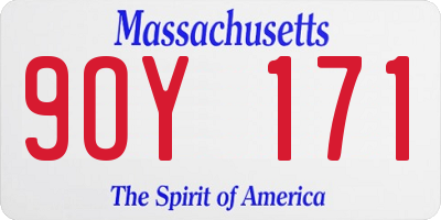 MA license plate 9OY171