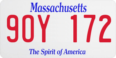 MA license plate 9OY172