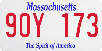 MA license plate 9OY173