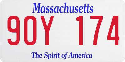 MA license plate 9OY174