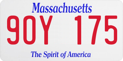 MA license plate 9OY175
