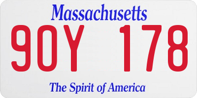 MA license plate 9OY178