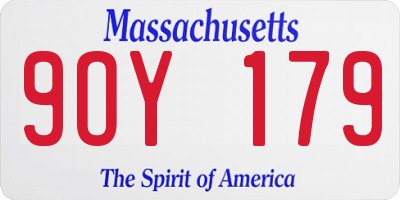 MA license plate 9OY179