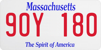 MA license plate 9OY180