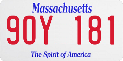 MA license plate 9OY181