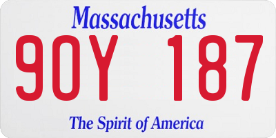 MA license plate 9OY187