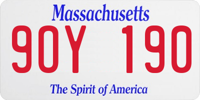 MA license plate 9OY190