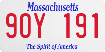 MA license plate 9OY191