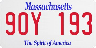 MA license plate 9OY193
