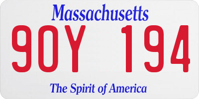 MA license plate 9OY194