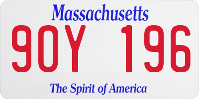 MA license plate 9OY196