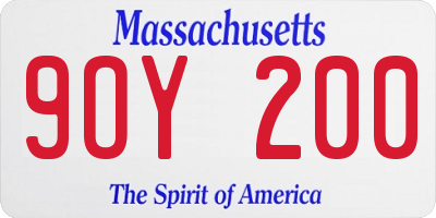 MA license plate 9OY200