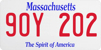 MA license plate 9OY202