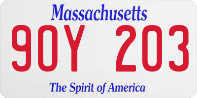 MA license plate 9OY203