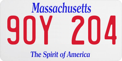 MA license plate 9OY204