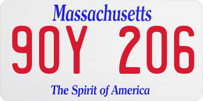 MA license plate 9OY206