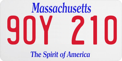 MA license plate 9OY210