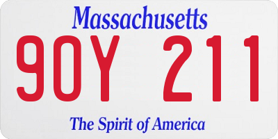 MA license plate 9OY211