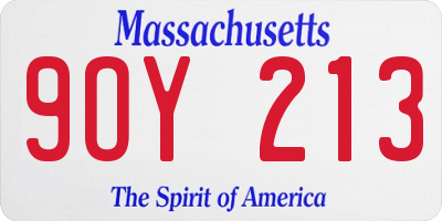MA license plate 9OY213