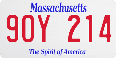 MA license plate 9OY214