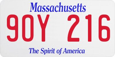 MA license plate 9OY216