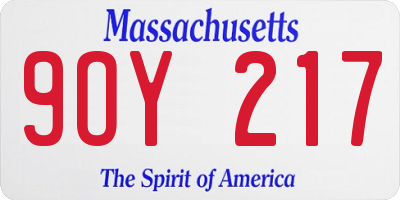 MA license plate 9OY217