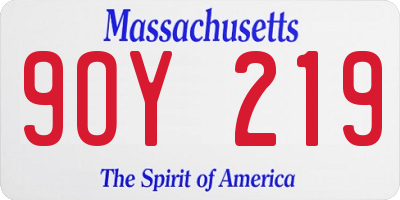 MA license plate 9OY219