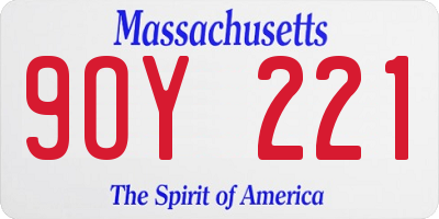 MA license plate 9OY221