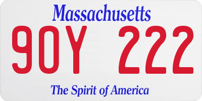 MA license plate 9OY222