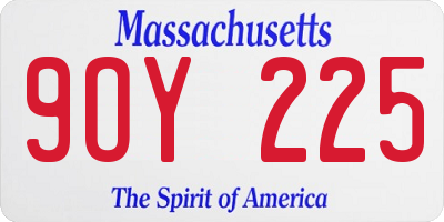 MA license plate 9OY225